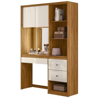 Penteadeira Camarim Lume 2 Gavetas com Espelho LED Freijo Off White Moval Móveis