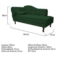 Kit Diva Recamier Diana 185Cm Lado Direito E 02 Poltronas Julia Suede - Amarena Móveis Verde - 8