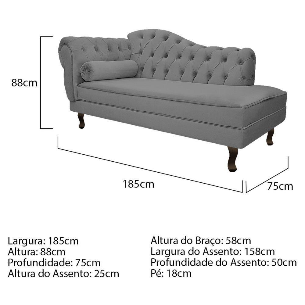 Kit Diva Recamier Diana 185Cm Lado Direito E 02 Poltronas Julia Suede - Amarena Móveis Cinza - 5