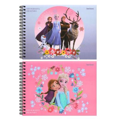 Caderno Espiral Cartografia e Desenho Jandaia Frozen Starschool Capa Dura 80 Folhas 275x200MM Branco