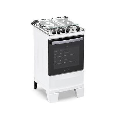 Fogão 4 Bocas Atlas Agile Up Com Mesa De Inox A Gás Bivolt Branco