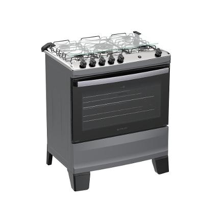 Fogão 5 Bocas Atlas Agile Up Com Mesa De Inox A Gás Bivolt Titanium