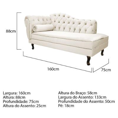 Kit Diva Recamier Diana 160Cm Lado Direito E 01 Poltrona Classic Corano - Amarena Móveis Bege