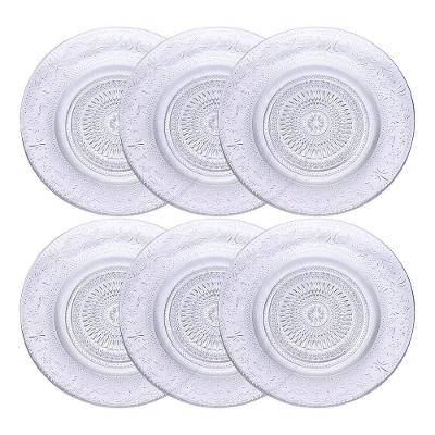 Jogo 6 Prato De Sobremesa De Vidro Transparente Turim 18cm Pratinho Trabalhado Haüskraft
