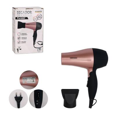 Secador de Cabelo Portátil 1200W 2 Temperaturas Rosa para Uso Doméstico Bivolt