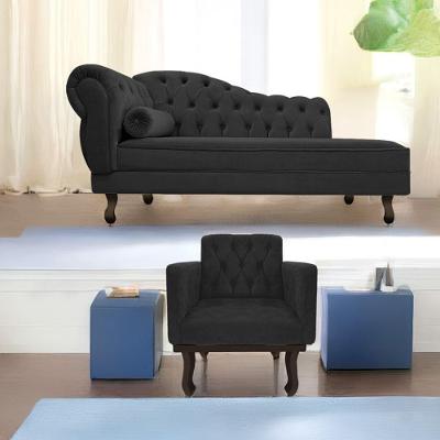 Kit Diva Recamier Diana 185Cm Lado Direito E 01 Poltrona Classic Linho - Amarena Móveis Cinza Escuro