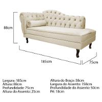 Kit Diva Recamier Diana 185Cm Lado Direito E 02 Poltronas Julia Linho - Amarena Móveis Bege - 5
