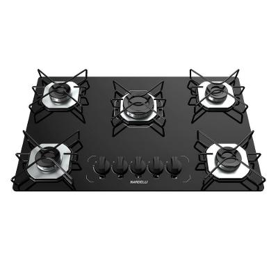 Cooktop a Gás Nardelli Ori 5 Bocas Vidro Temperado Preto Bivolt
