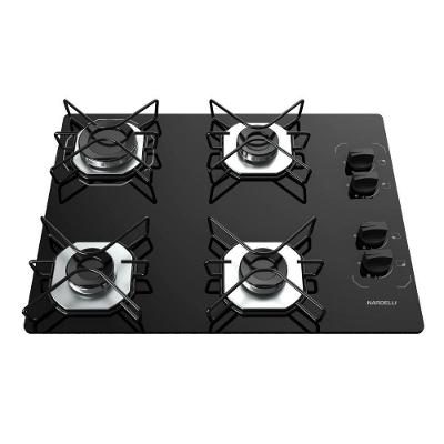 Cooktop a Gás Nardelli Ori 4 Bocas Vidro Temperado Preto Bivolt