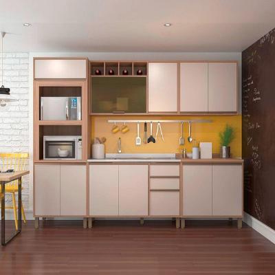 Cozinha Completa Yara 11 Portas 3 Gavetas MDF-MDP Vanilla e Grafite Luciane Móveis