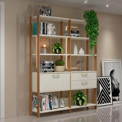 Estante E92WJG 1 Porta 2 Gavetas MDF 145cm Off White Freijó