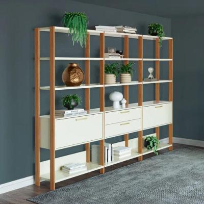 Estante E93WJG 2 Portas 2 Gavetas MDF 216CM Off White Freijó