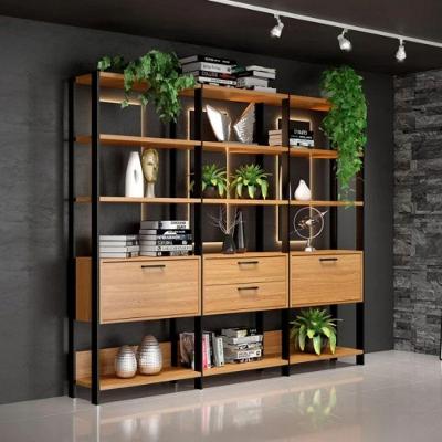 Estante E93JPF 2 Portas 2 Gavetas MDF 216cm Freijó e Preto