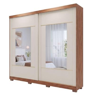 Guarda Roupa Casal Livia 2 Portas de Correr 4 Gavetas MDF Madeir-Off Panan Móveis