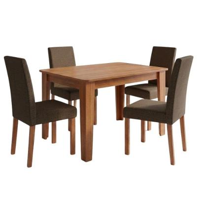 Conjunto Jantar Estela Maia 4 Lugares MDF Estofado Linho Mascavo Milani