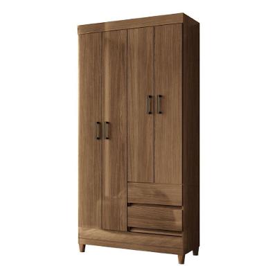 Guarda Roupa Solteiro Nix 4 Portas de Bater 2 Gavetas MDP Madeirado