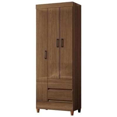 Guarda Roupa Solteiro Temis 3 Portas de Bater 2 Gavetas MDP Madeirado