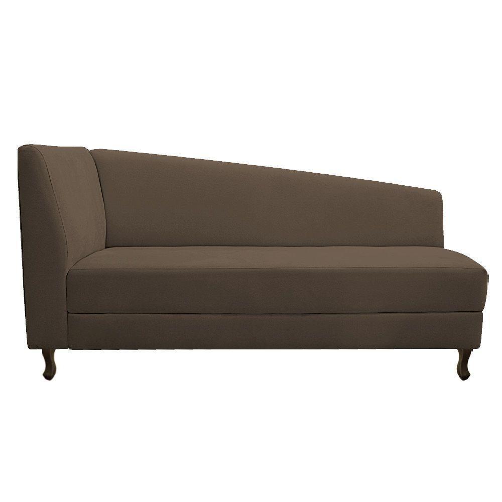 Kit Diva Recamier Heitor 140Cm Lado Direito E 02 Poltronas Luiza Suede - Amarena Móveis Marrom - 1