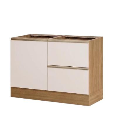 Balcão para Pia Deslocada Etna 12551P 1 Porta 3 Gavetas MDP 120CM Off White