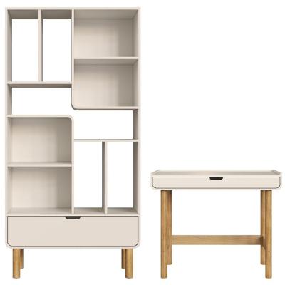 Estante Livreiro e Escrivaninha Aura MDF Off White Artesano Móveis
