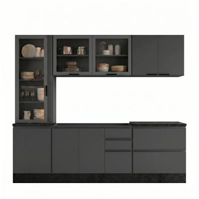 Cozinha Modulada Etna 5 Peças 1 Gaveta MDP 258CM Grafite Poliman Móveis