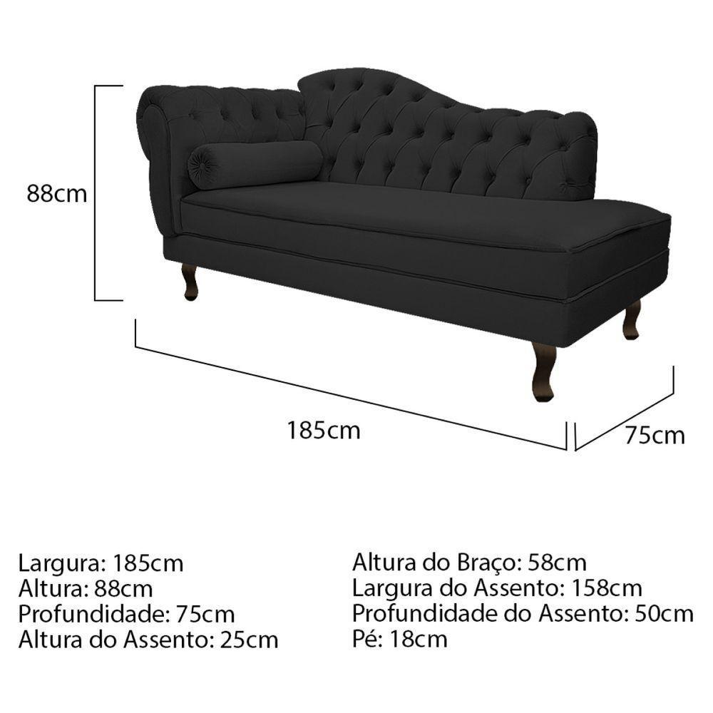 Kit Diva Recamier Diana 185Cm Lado Direito E 02 Poltronas Julia Corano - Amarena Móveis Preto - 5