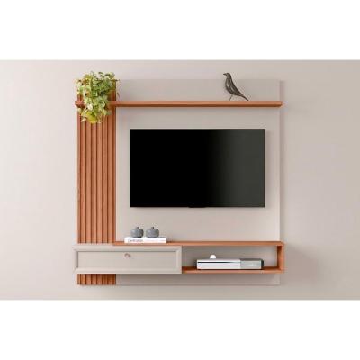 Painel Home TV Até 55 Pol Alvorada 133CM MDF-MDP Canela e Off White Linea Brasil