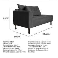 Kit Diva Recamier Azura 185Cm Lado Direito E 02 Poltronas Classic Linho - Amarena Móveis Cinzaescuro