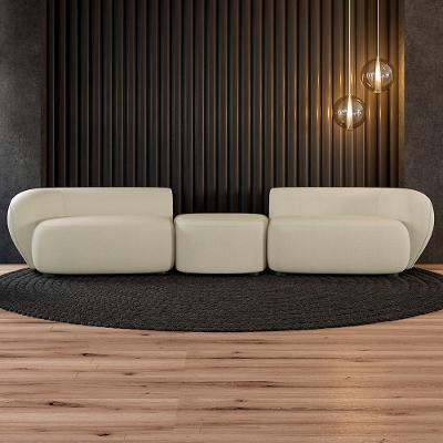 Sofá Modular Egito G52 3 Lugares 322cm Bege Claro Bouclê Gran Belo