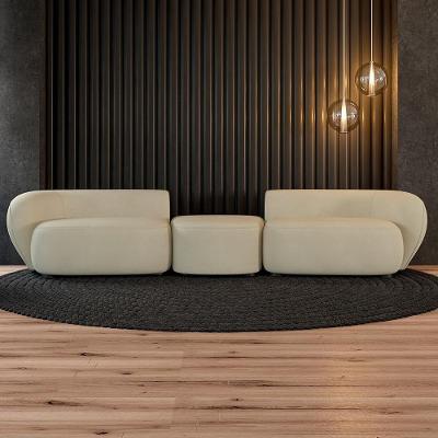 Sofá Modular Egito G52 3 Lugares 322cm Bege Veludo Gran Belo