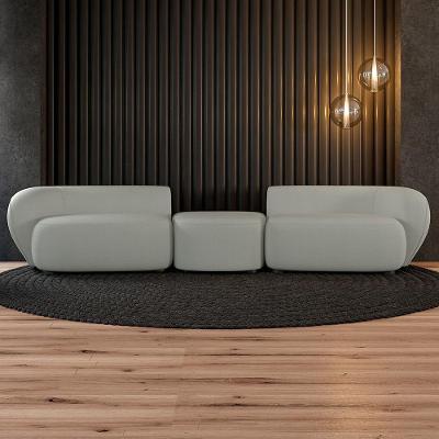 Sofá Modular Egito G52 4 Lugares 362cm Bouclê Cinza para Sala de Estar Gran Belo