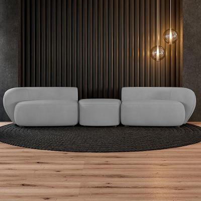 Sofá Modular Egito G52 4 Lugares 382cm Veludo Cinza Gran Belo