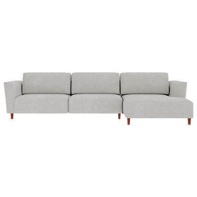 Sofá Franz 4 Lugares com Chaise Direita 330cm Cinza Suede Gran Belo