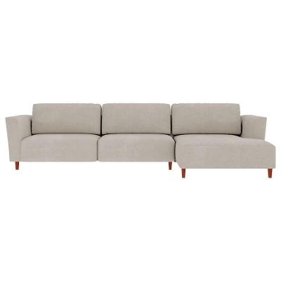 Sofá Franz 4 Lugares com Chaise Direita 370cm Suede Bege Gran Belo