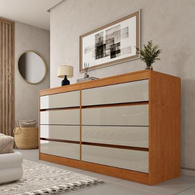 Cômoda CR35476 8 Gavetas MDF Cinamomo e Off White Multimóveis
