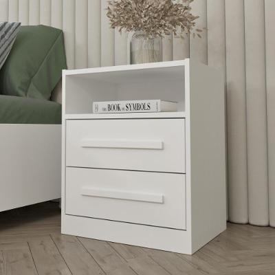 Mesa de Cabeceira CR35468 2 Gavetas Nicho MDP Moderno Branco Multimóveis