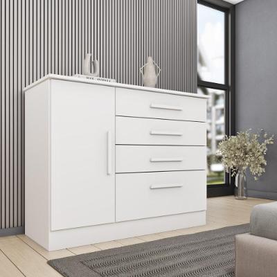 Cômoda CR35474 4 Gavetas MDP Puxador MDF Branco Multimóveis