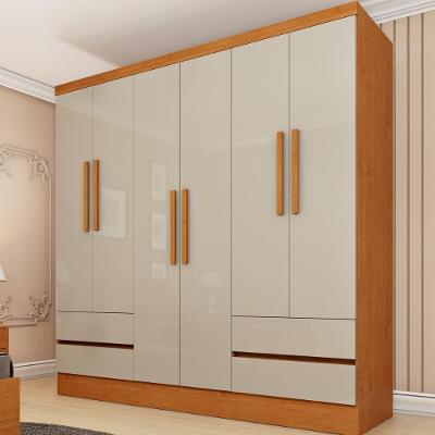 Guarda Roupa Casal CR35497 6 Portas 4 Gavetas MDP Cinamomo-Off White Multimóveis