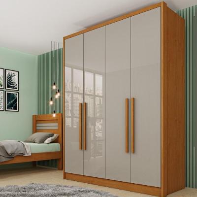 Guarda Roupa Casal CR35487 4 Portas Dobráveis 2 Gavetas Cinamomo-Off White