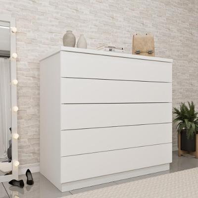 Cômoda CR35479 5 Gavetas MDP sem Puxador Branco Multimóveis