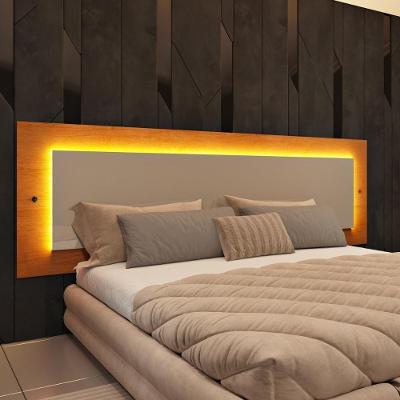 Cabeceira Casal Painel LED CR35467 MDF Cinamomo e Off White Multimóveis