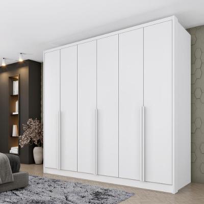 Guarda Roupa Casal 6 Portas Dobráveis 6 Gavetas MDF Neve Multimóveis