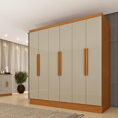 Guarda Roupa Casal CR35483 6 Portas 4 Gavetas MDP Cinamomo-Off White