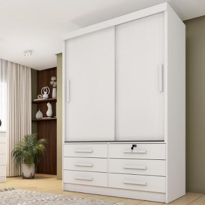 Guarda Roupa Solteiro CR35485 2 Portas de Correr 6 Gavetas MDP Neve