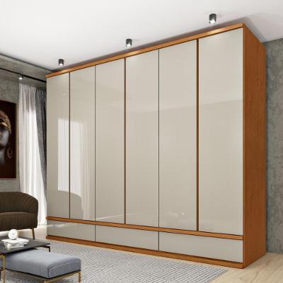 Guarda Roupa Casal CR35488 6 Portas Dobráveis MDF Cinamomo-Off White Multimóveis