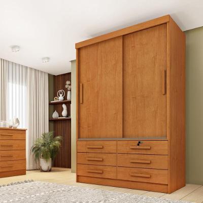 Guarda Roupa Solteiro CR35485 2 Portas de Correr 6 Gavetas Cinamomo
