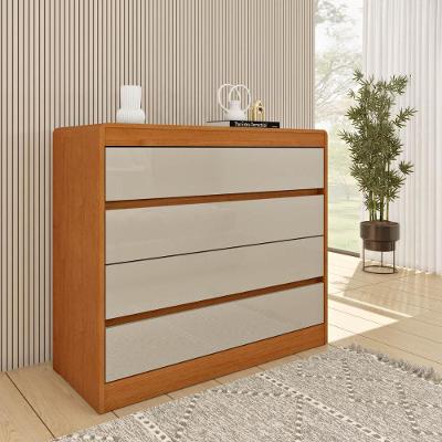 Cômoda CR35475 4 Gavetas MDF Cinamomo e Off White Multimóveis
