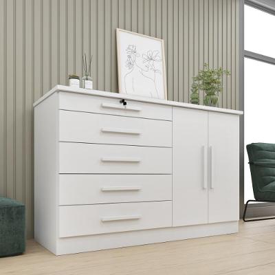Cômoda CR35478 5 Gavetas 2 Portas MDP Branco Multimóveis