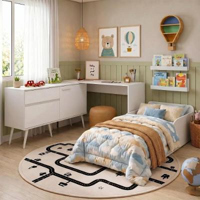Kit Cama Infantil Montessoriana Lume MP4824 com Escrivaninha Branco Multimóveis