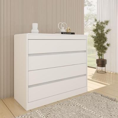 Cômoda CR35475 4 Gavetas MDF Corrediças Telescópicas Branco Multimóveis
